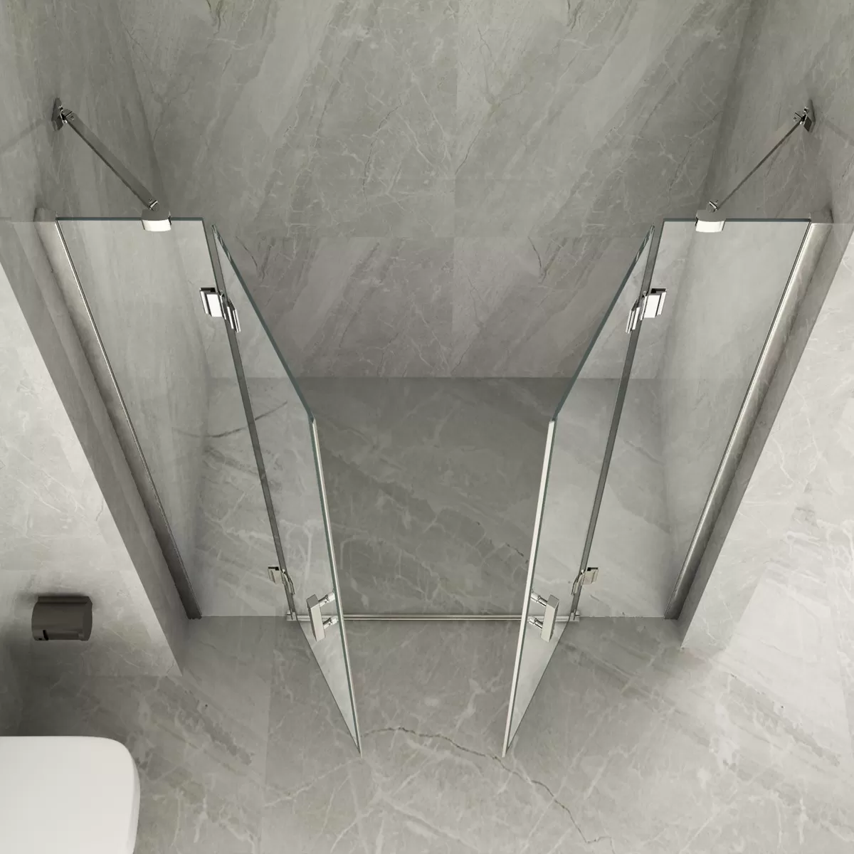 Porta Doccia battente doppia per ottenere grandi dimensioni cristallo trasparente 8mm modello Amanda