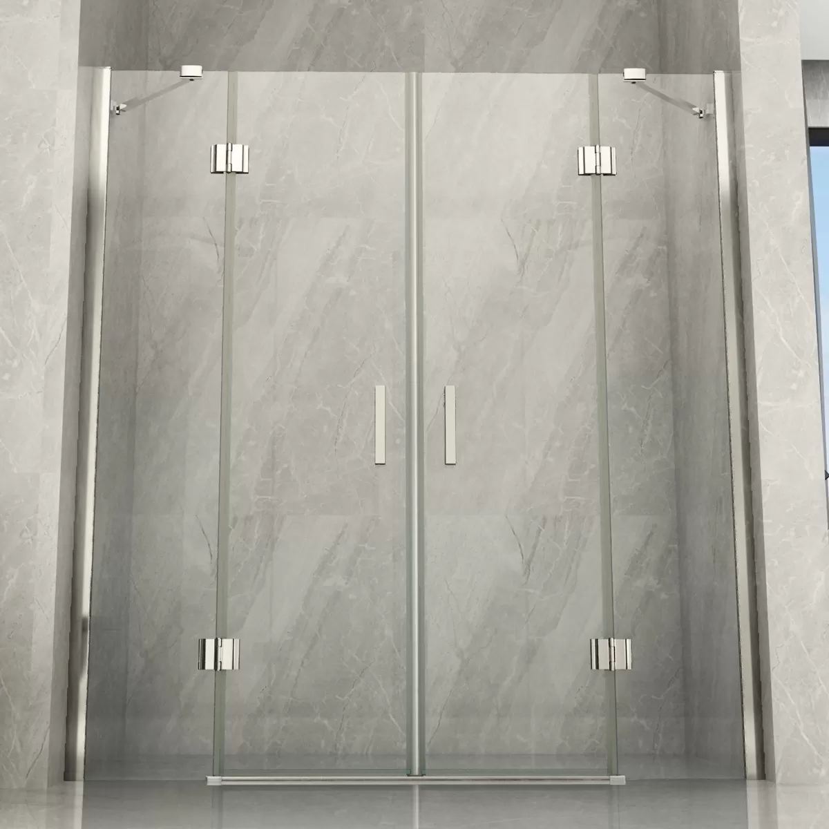 Porta Doccia battente doppia per ottenere grandi dimensioni cristallo trasparente 8mm modello Amanda