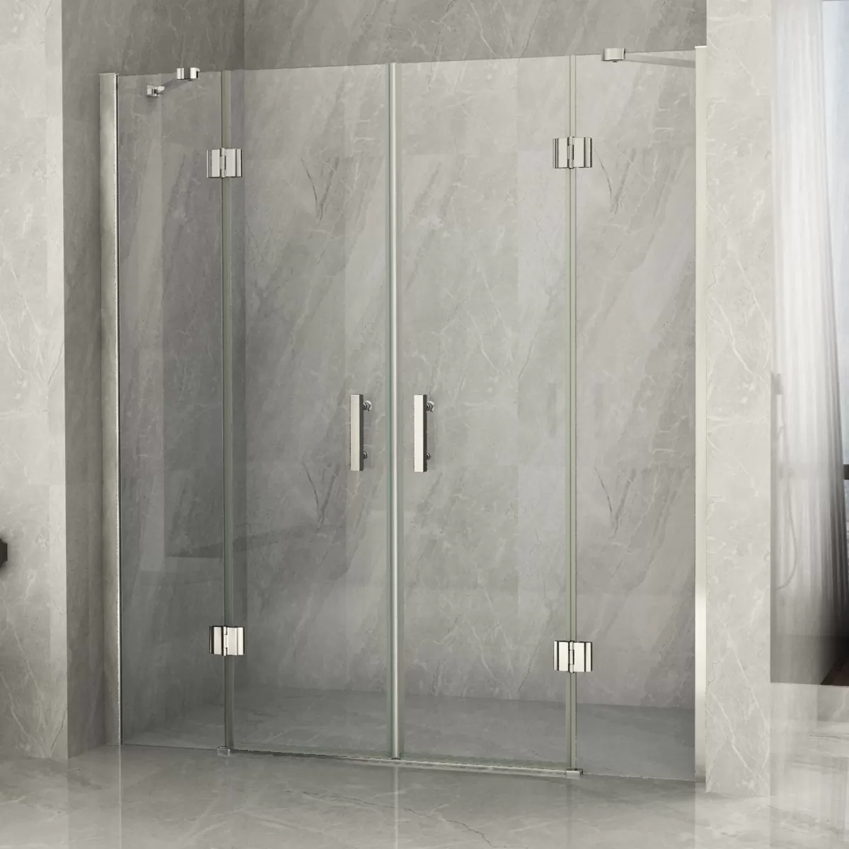Porta Doccia battente doppia per ottenere grandi dimensioni cristallo trasparente 8mm modello Amanda
