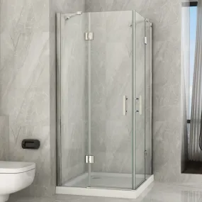Cabine de Douche 2 côtés Double Porte Battante Transparente 8mm H195 AMANDA