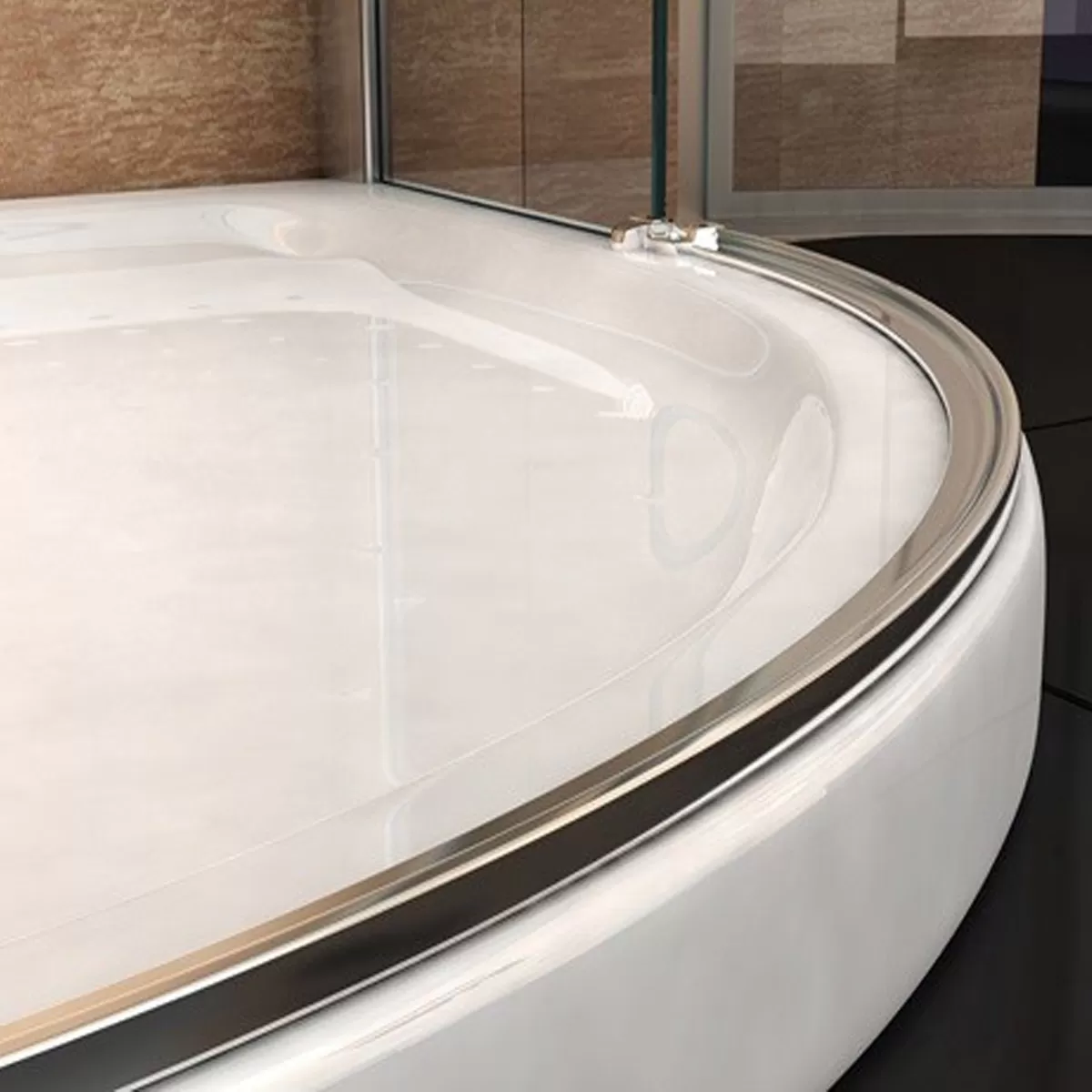 Cabine de douche semi-circulaire 3 côtés porte battante transparente 8mm PURA