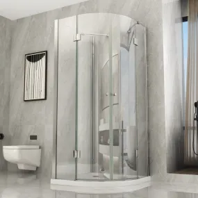 Cabine de douche semi-circulaire 3 côtés porte battante transparente 8mm PURA