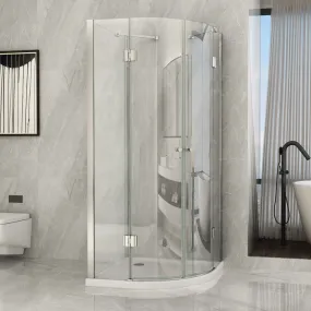 Cabine de douche semi-circulaire 3 côtés porte battante transparente 8mm PURA