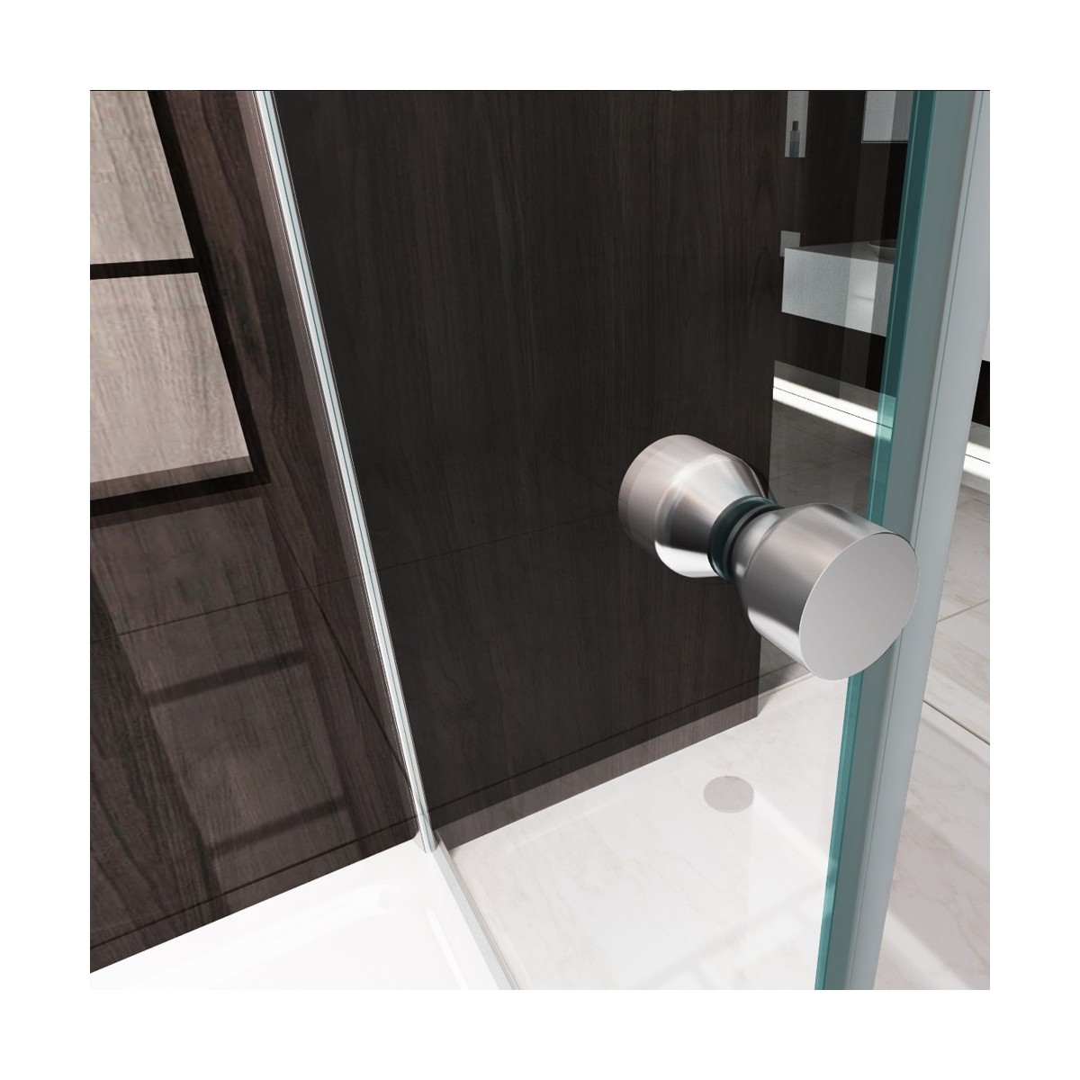 Kolors Trio Duschabtrennung 3-seitig – 80x120x80 Cm, Mattschwarzes PVC, 6 Mm Sicherheitsglas, Reduzierbar