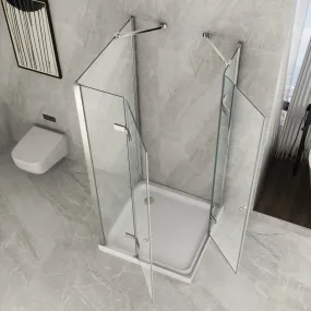 Cabine de douche 3 côtés Double porte battante Transparente 8mm H195 GLAM