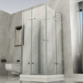 Cabine de douche 3 côtés Double porte battante Transparente 8mm H195 GLAM