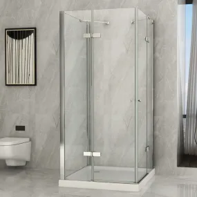 Cabine de douche 3 côtés Double porte battante Transparente 8mm H195 GLAM