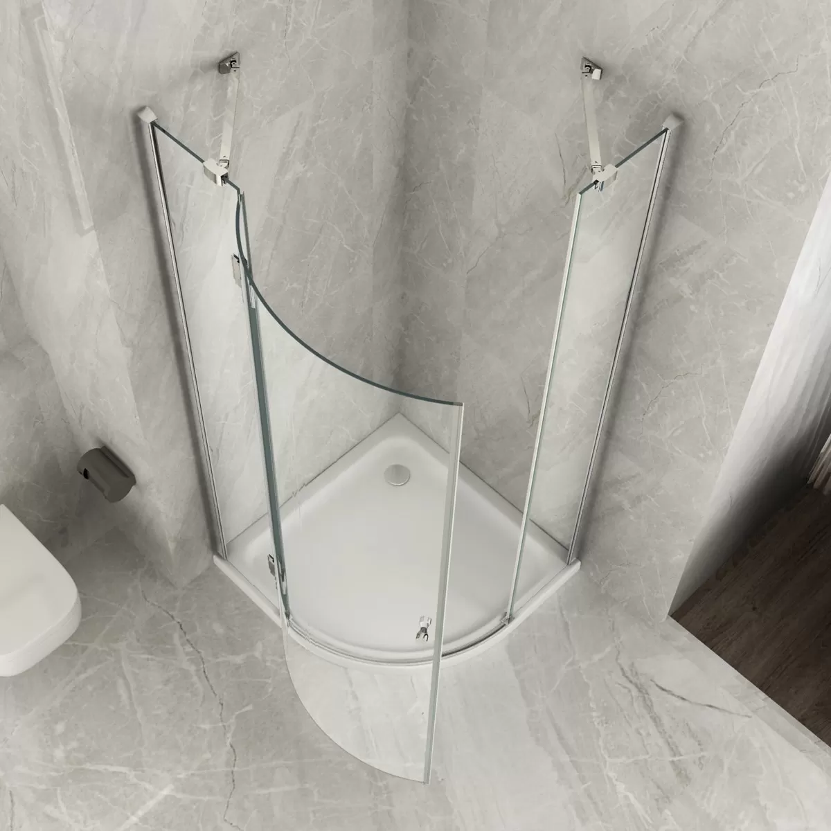 Cabine de douche semi-circulaire porte battante transparente 8mm H195cm AIR