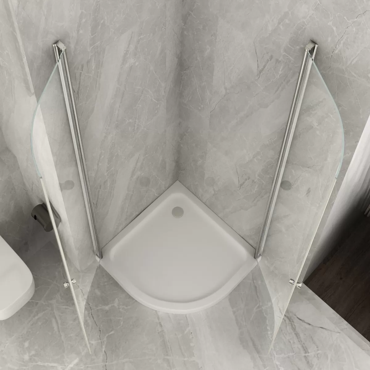 Cabine de douche articulée semi-circulaire 6mm H195