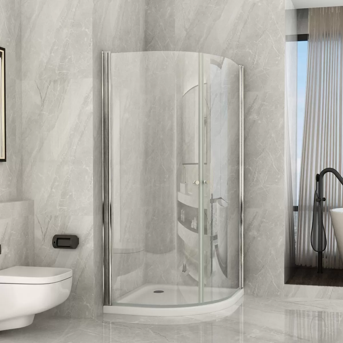 Cabine de douche articulée semi-circulaire 6mm H195