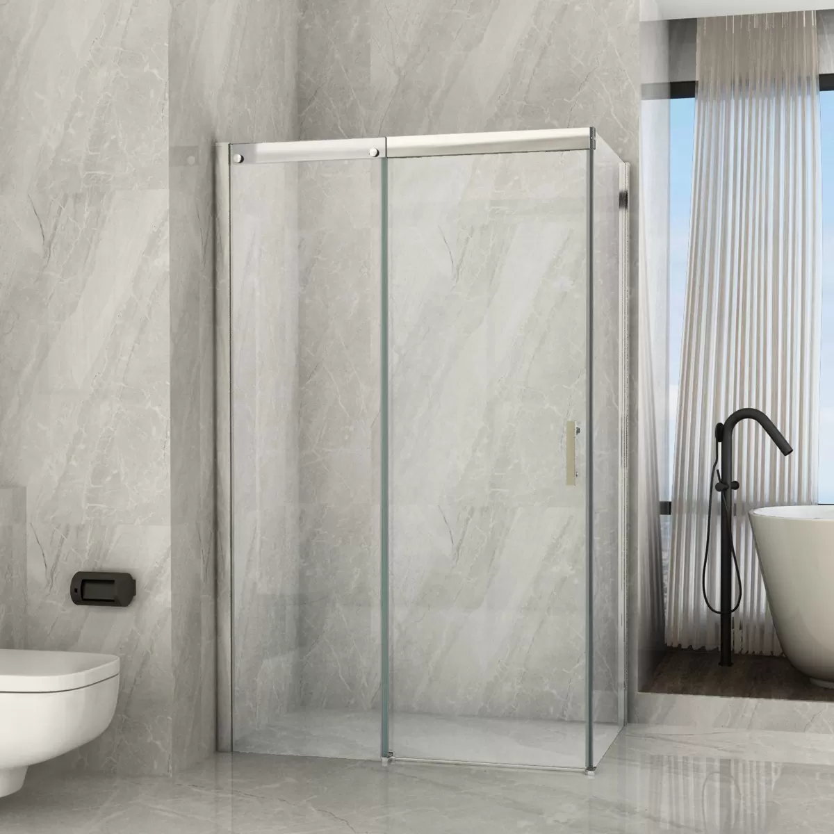 Paroi de douche coulissante transparente anticalcaire 8mm h195