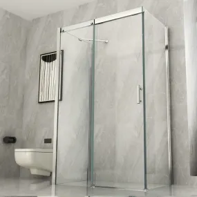 Paroi de douche coulissante anti-calcaire transparente 3 faces 8mm h195 SLIDE