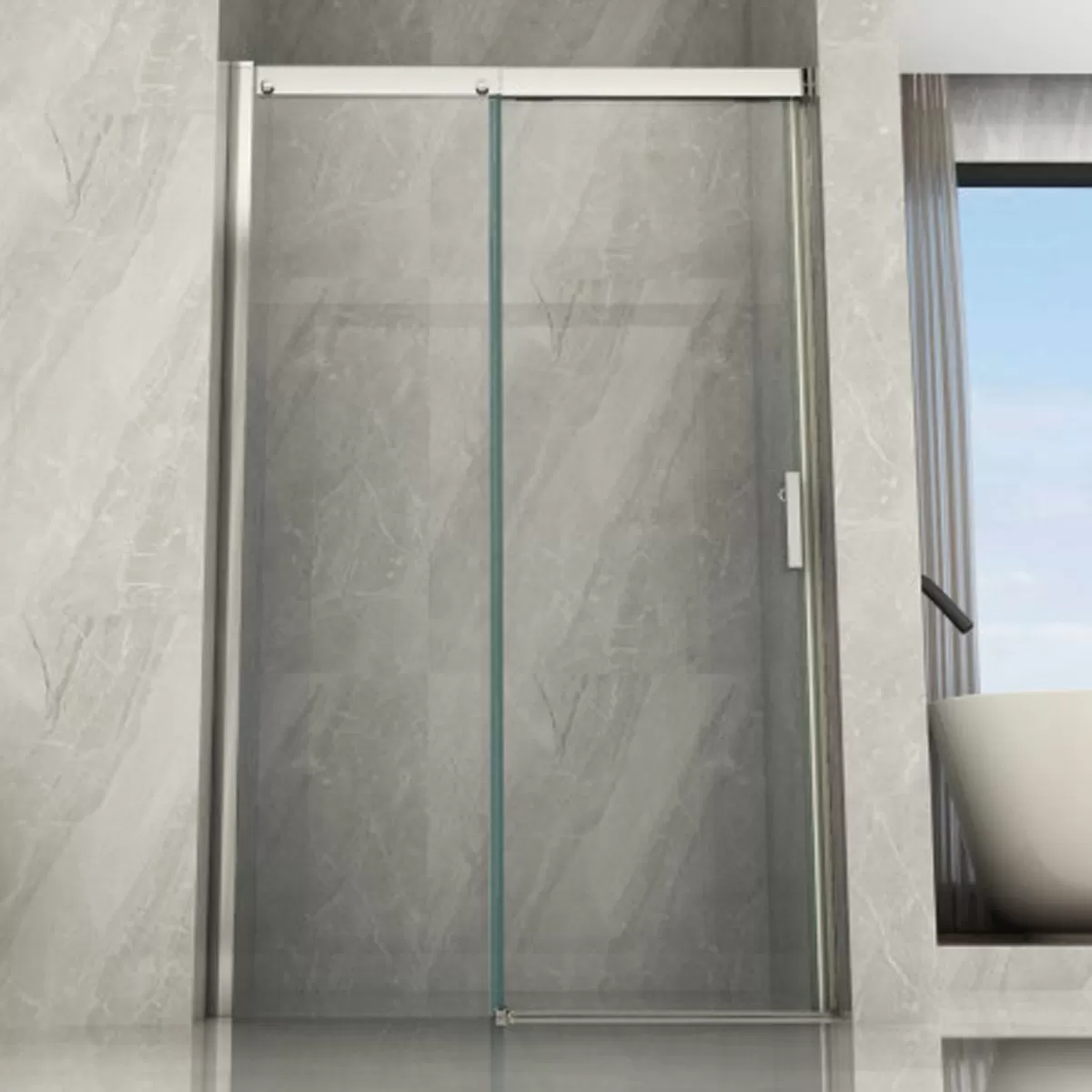 Porte de douche coulissante anticalcaire transparente 8mm H195 Amelia