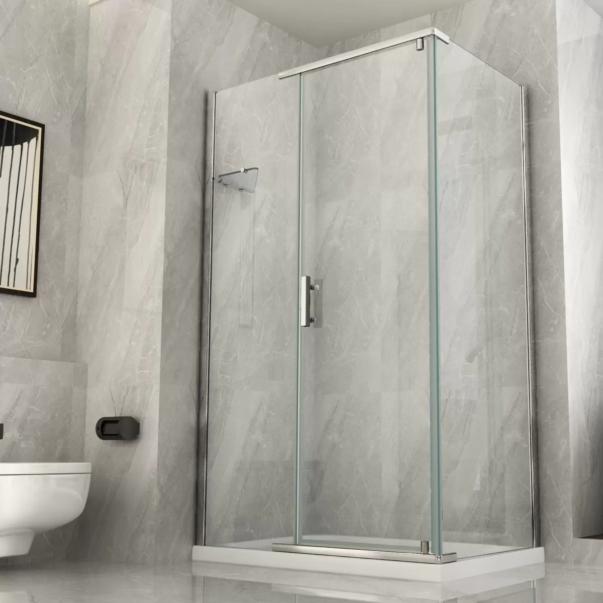 Cabine de douche 2 faces Total Transparent Articulée 8mm H195 Hero