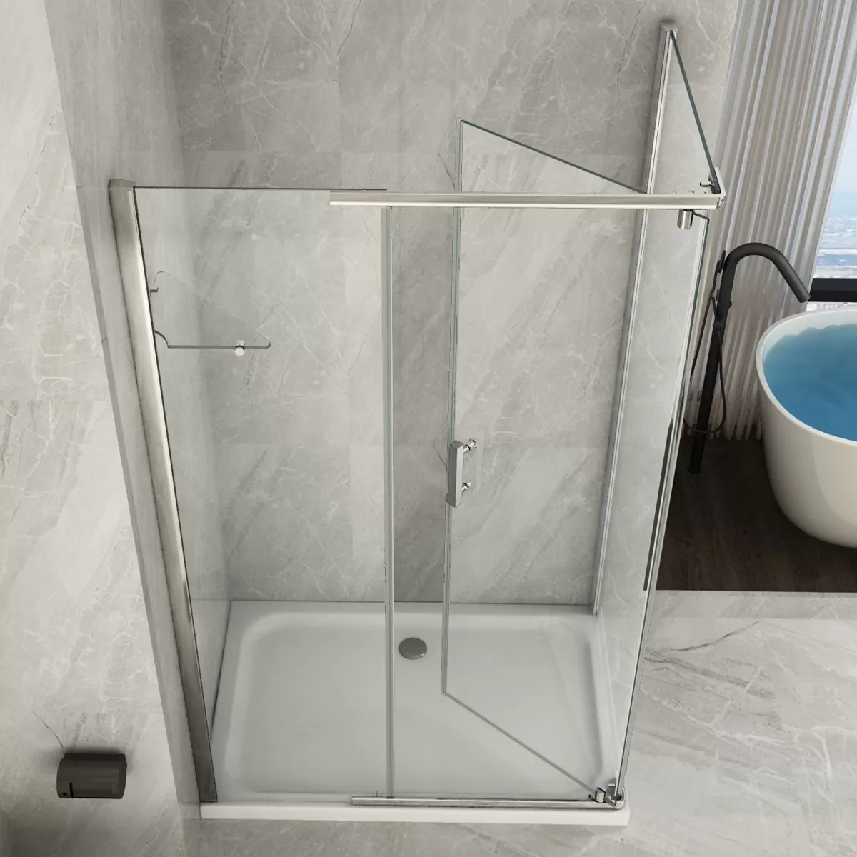 Box Doccia 2 lati Battente interna ed esterna Trasparente 8mm H195 Hero