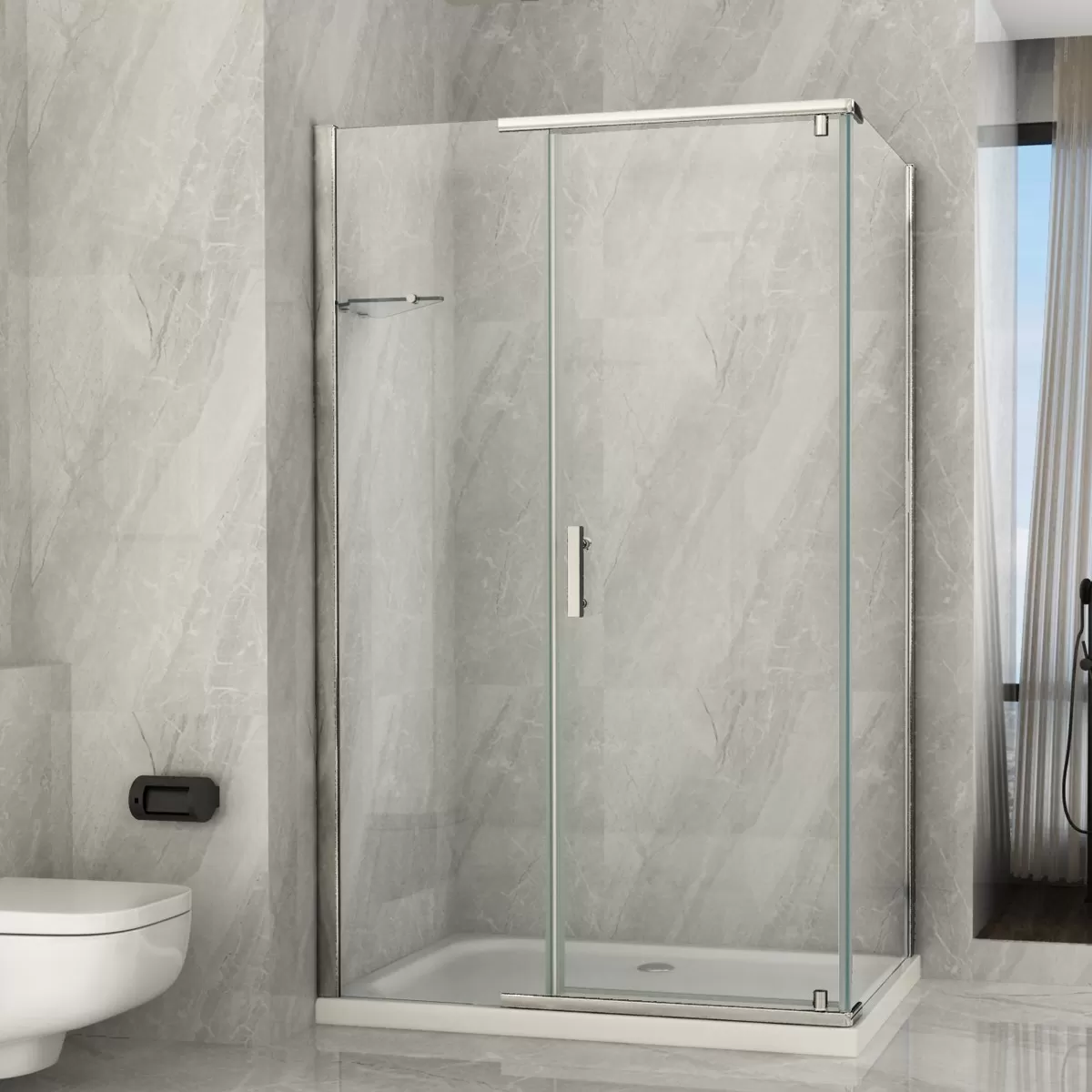 Box Doccia 2 lati Battente interna ed esterna Trasparente 8mm H195 Hero