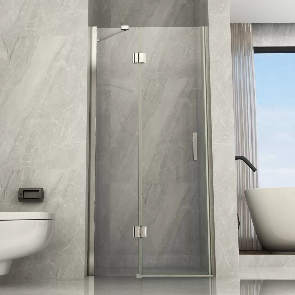 Porte de douche battante, niche transparente 8mm H195 Gemma