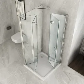 3-seitige Duschabtrennung mit transparenter Buchöffnung 8mm H195 Flex