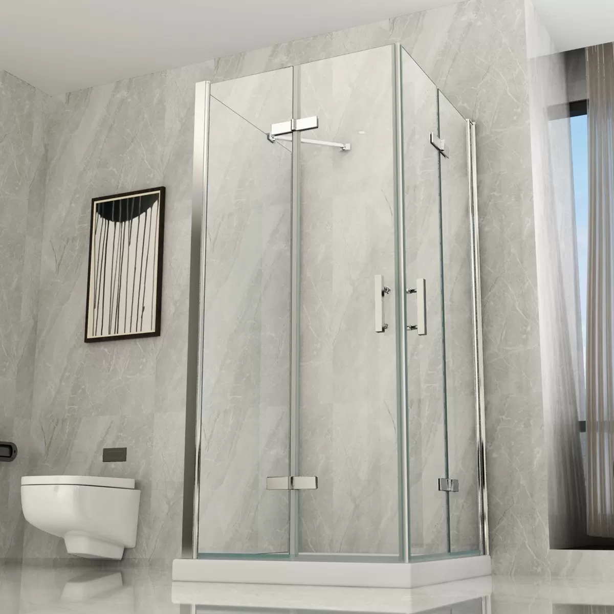 Cabine de Douche Transparente 8mm H195 Flex 3 côtés