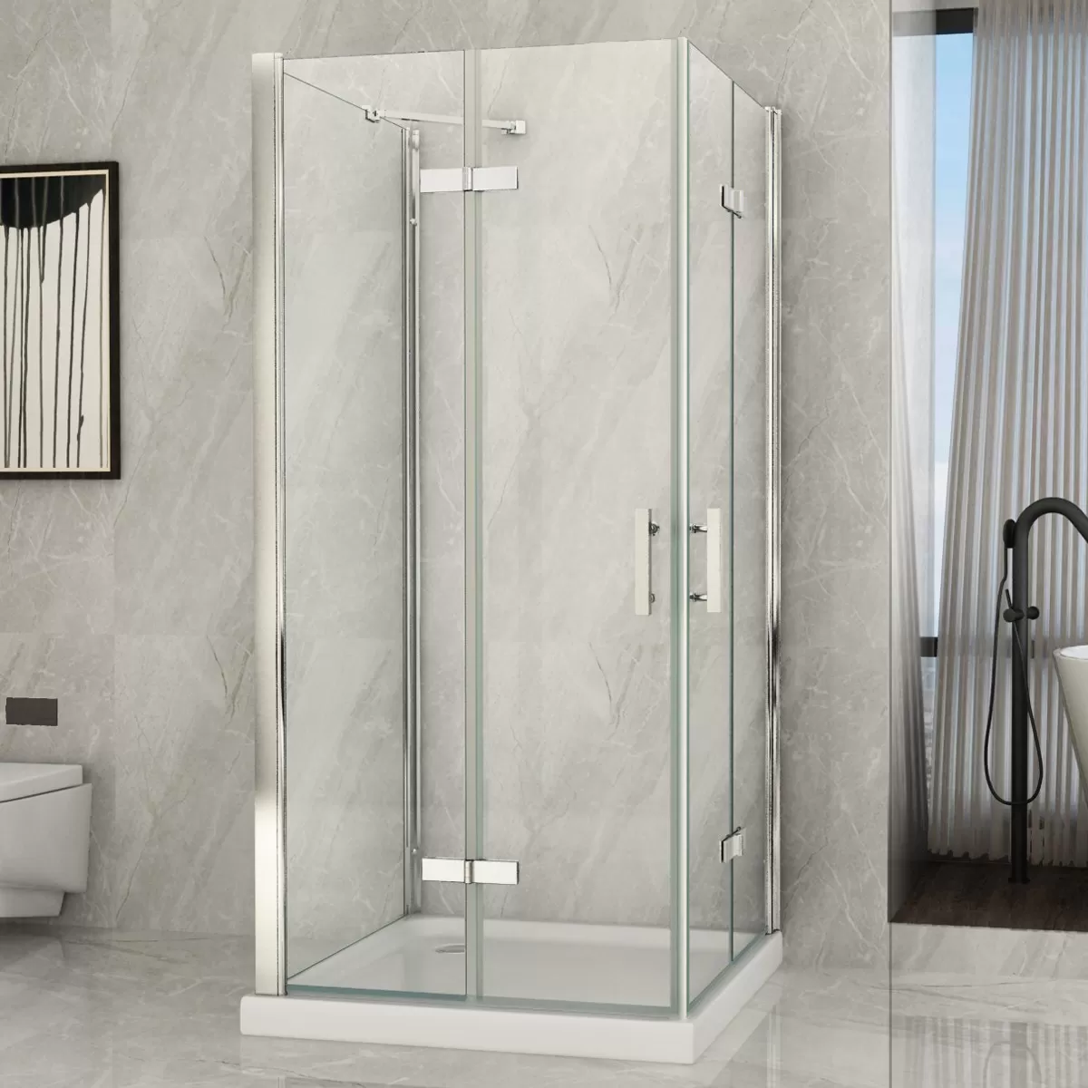 Cabine de Douche Transparente 8mm H195 Flex 3 côtés