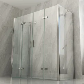 Cabine de douche 3 côtés double porte pliante transparente 8mm H195