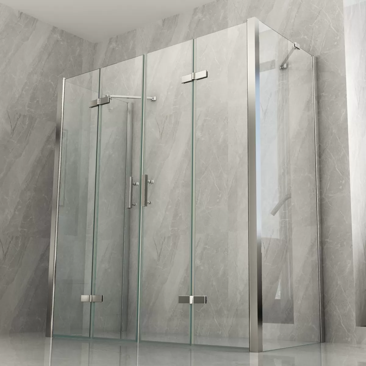 Cabine de douche 3 côtés double porte pliante transparente 8mm H195
