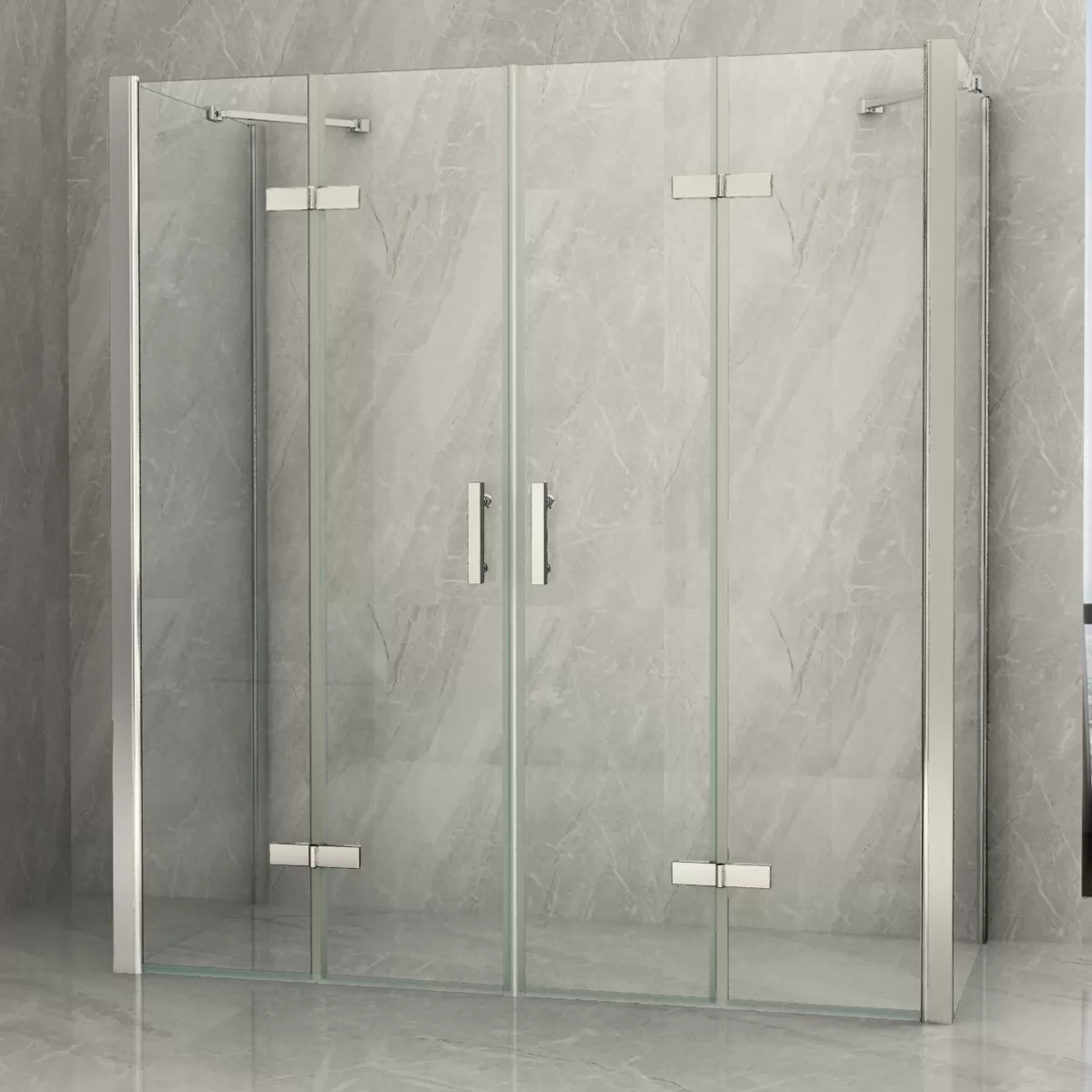 Box Doccia 3 lati Doppia Porta a Libro Trasparente 8mm H195 FLEX