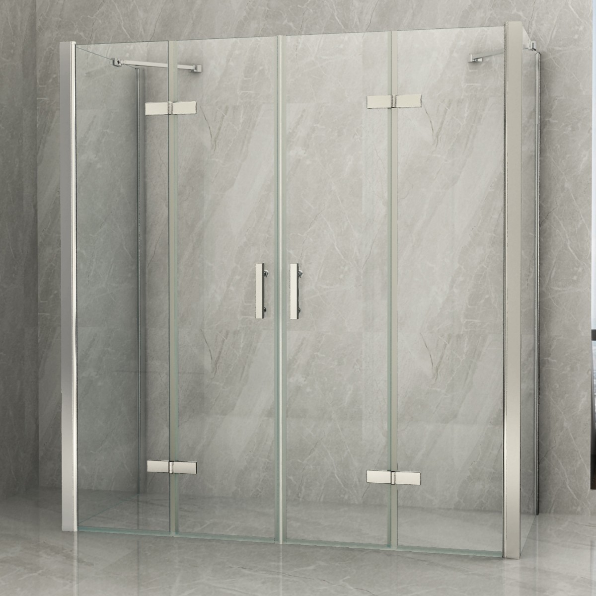 Duschfaltwand Aus Echtsicherheitsglas (3 Mm) – Höhe 185 Cm, Breite 95-100 Cm – Alu-Profile Silber, Magnetverschluss