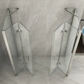 Cabine de douche 3 côtés double porte pliante transparente 8mm H195