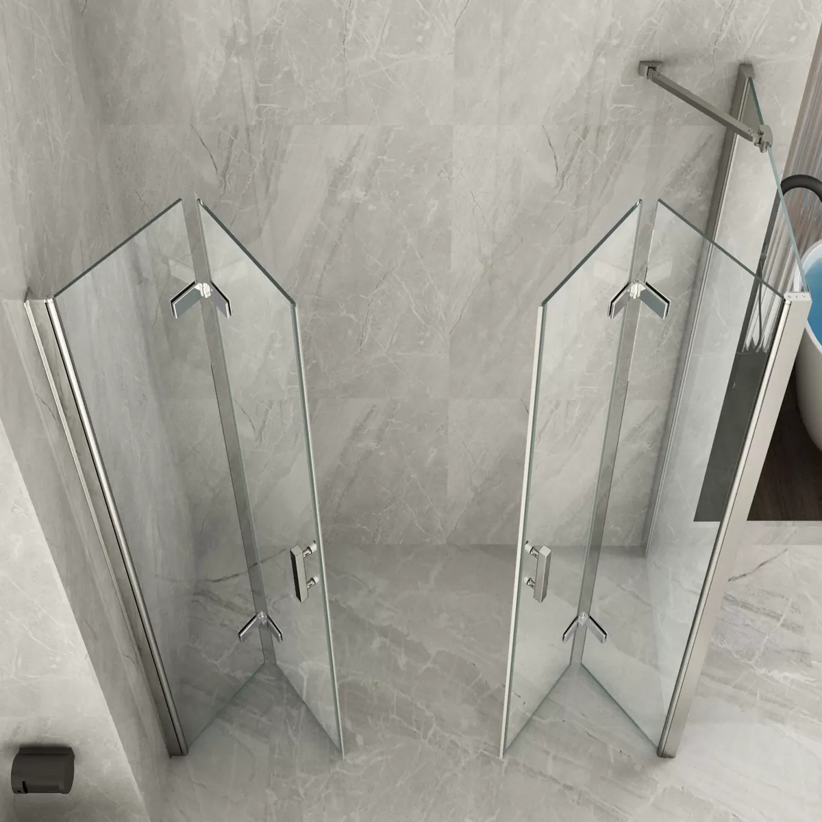 2-seitige Dusche mit transparenter Buchöffnung 8mm H195 FLEX Maxi