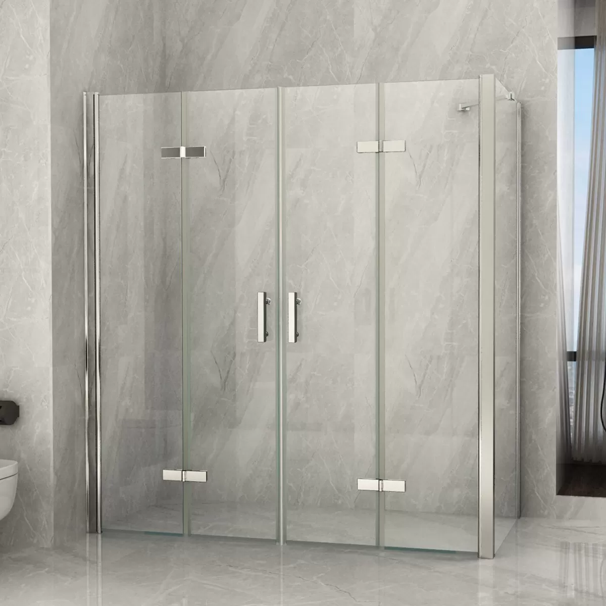 2-seitige Dusche mit transparenter Buchöffnung 8mm H195 FLEX Maxi