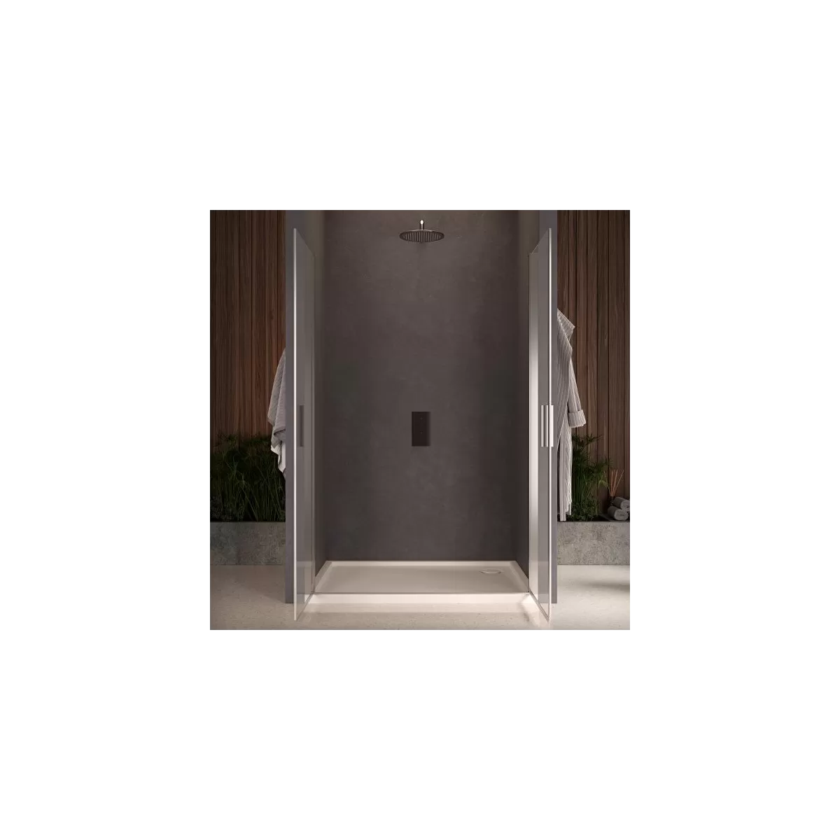Porta Doccia Saloon Trasparente moderna 8mm H190 Titanite