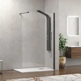 Paroi de Douche Cristal Fumé 8mm H200 Walkin 1 Profil Noir