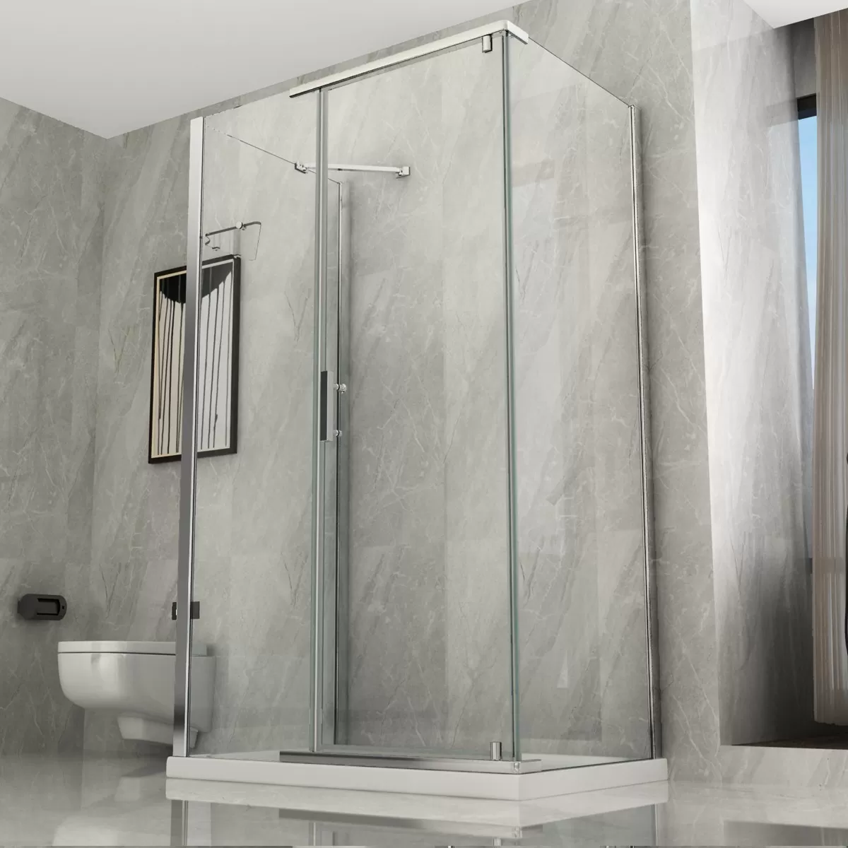 Cabine de douche 3 côtés Total Transparent Swing 8mm H195 Hero