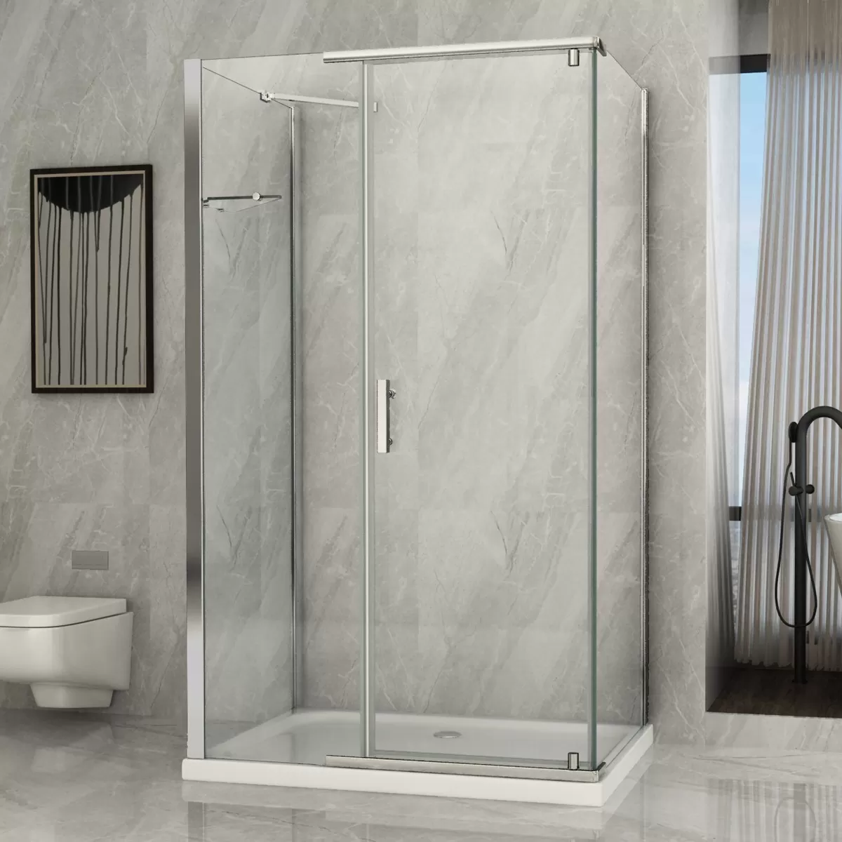 Cabine de douche 3 côtés Total Transparent Swing 8mm H195 Hero