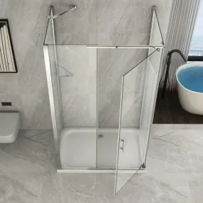 Cabine de douche 3 côtés Total Transparent Swing 8mm H195 Hero