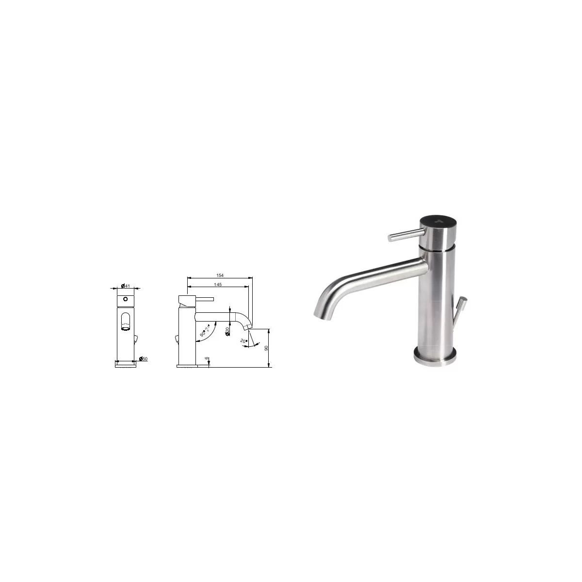 Mitigeur Lavabo Noir Mat Haut avec vidage Clic Clak y compris Jo by Paffoni