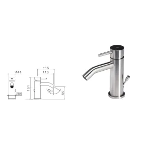 Mitigeur Lavabo Noir Mat Haut avec vidage Clic Clak y compris Jo by Paffoni