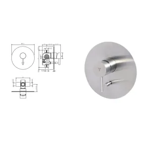 Miscelatore in acciaio inox da incasso per vasca con deviatore di Tubico Nilo - Scheda Tecnica