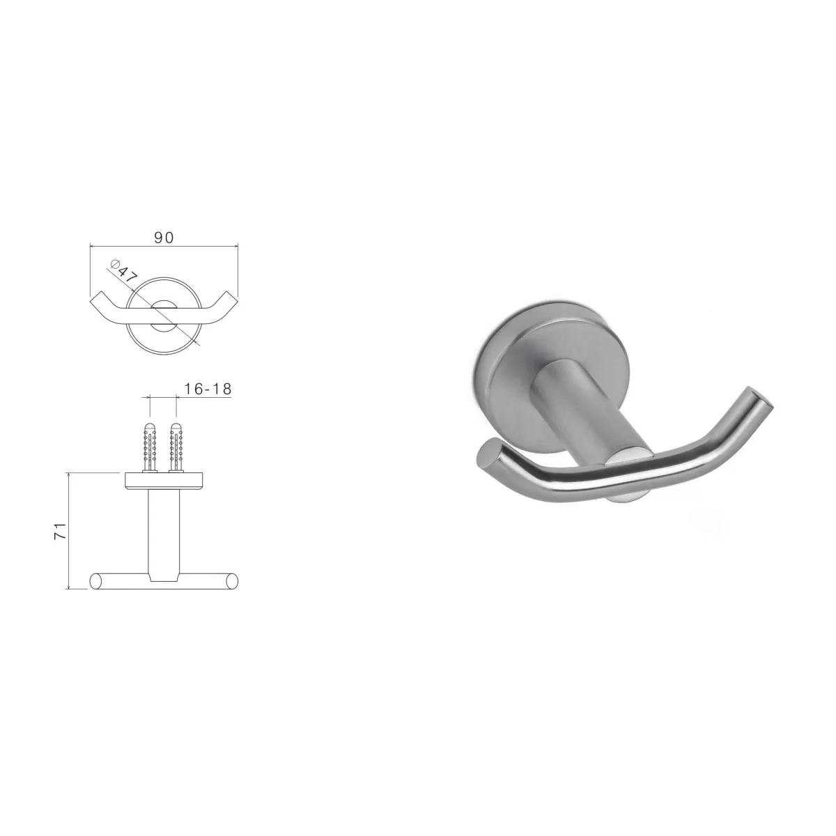 Appendino doppio in acciaio inox di Tubico Nilo - Scheda Tecnica