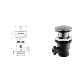 Piletta da 1”1/4 con scarico a pulsante in acciaio inox di Tubico Nilo - Scheda Tecnica