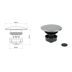 Mitigeur Lavabo Noir Mat Haut avec vidage Clic Clak y compris Jo by Paffoni