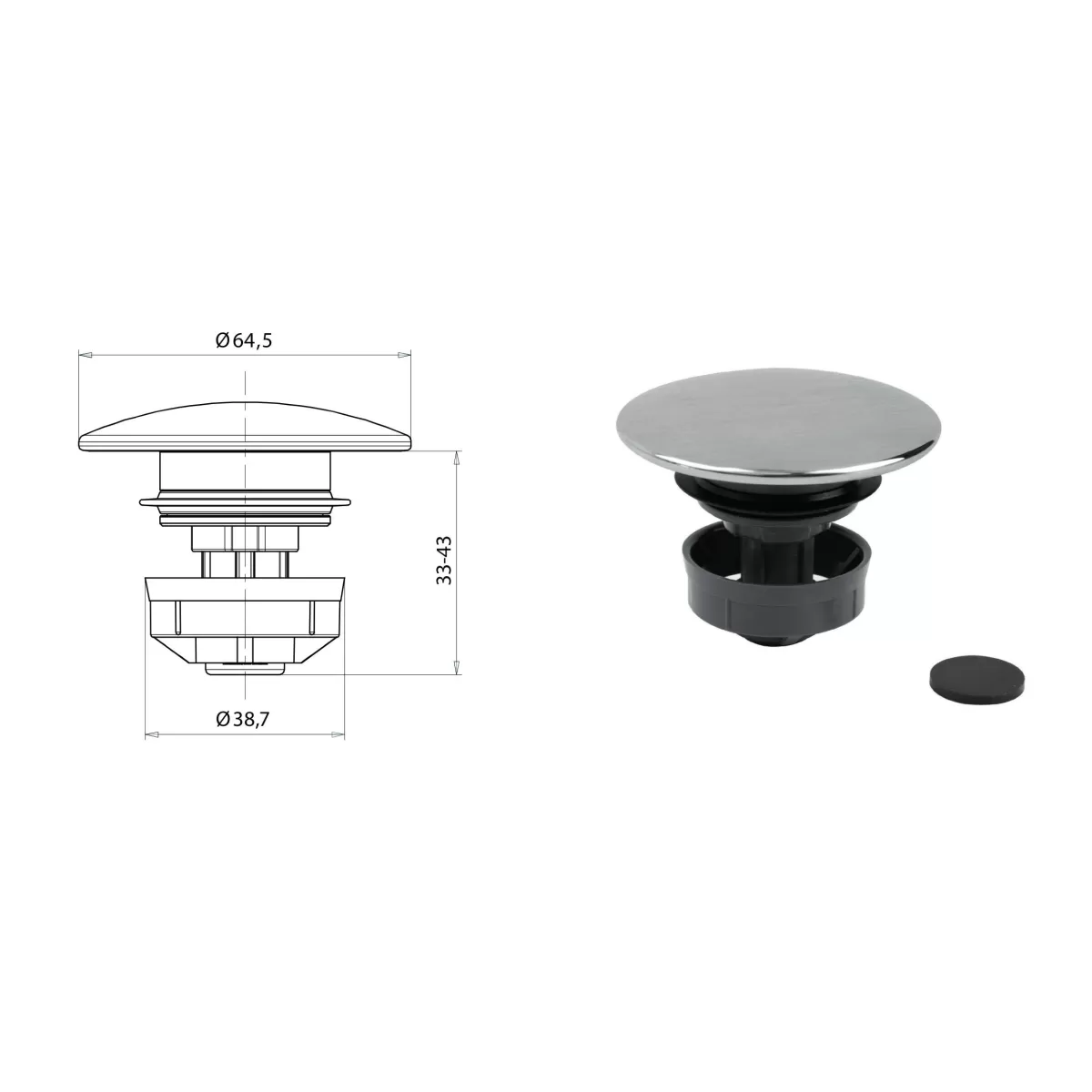 Mitigeur Lavabo Noir Mat Haut avec vidage Clic Clak y compris Jo by Paffoni
