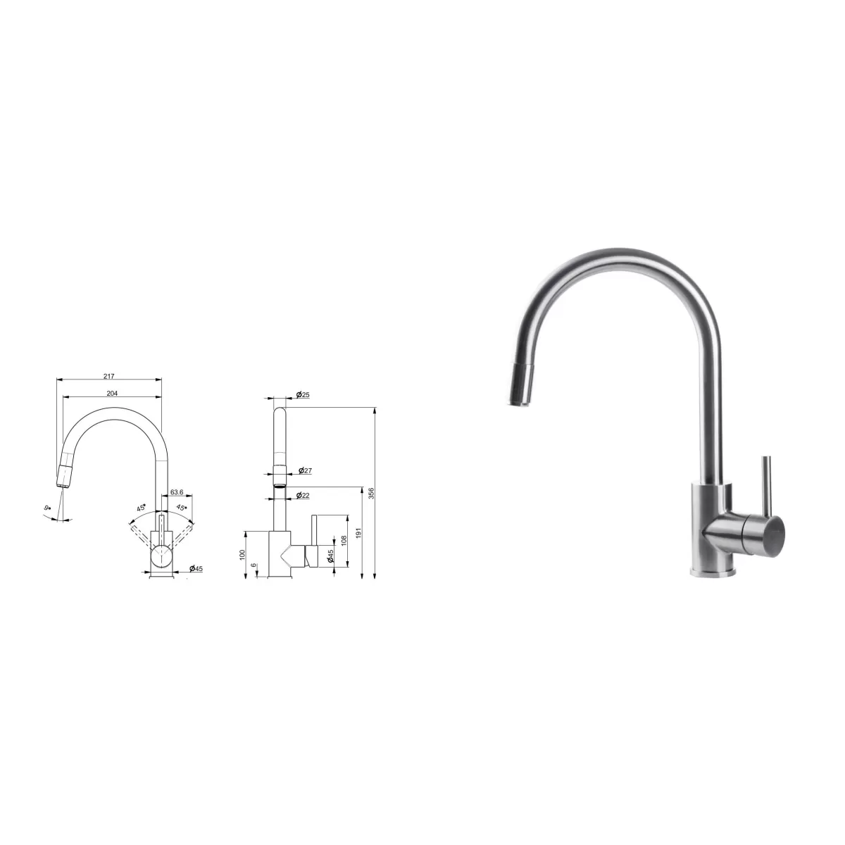 Mitigeur Lavabo Noir Mat Haut avec vidage Clic Clak y compris Jo by Paffoni