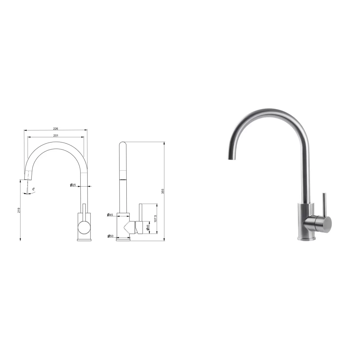 Mitigeur Lavabo Noir Mat Haut avec vidage Clic Clak y compris Jo by Paffoni