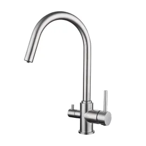 Rubinetto Miscelatore per lavello a 3 vie con flusso separato in acciaio inox Tubico Kitchen River