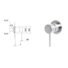 Miscelatore ad incasso per doccia, diametro 34 mm, in acciaio inox 316L di Tubico Tevere - Scheda Tecnica
