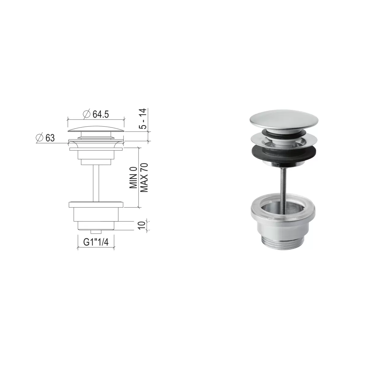 Mitigeur Lavabo Noir Mat Haut avec vidage Clic Clak y compris Jo by Paffoni