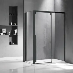 Box Doccia Karag Santorini 500 & NR-10 apertura scorrevole Cristallo Temprato 8mm Trasparente profili alluminio Nero