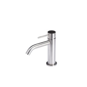 Miscelatore per lavabo bocca da 12 cm senza scarico in acciaio inox 316L di Tubico Tevere - Spazzolato